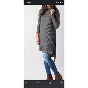Free People We The Free Women’s Ribbed Turtleneck Tunic/Dress Top Gray Sz Medium